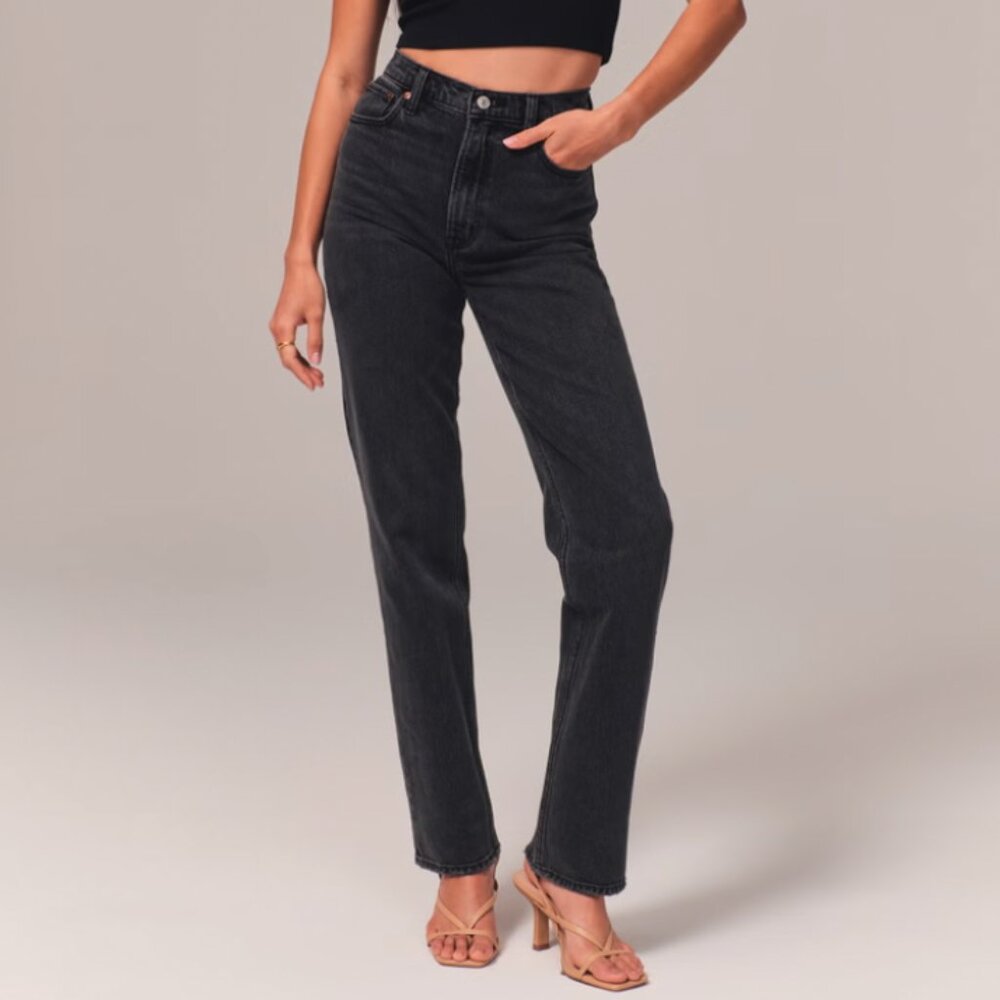 Abercrombie 90s Straight Ultra High Rise Jeans Size 25 extra short NWOT